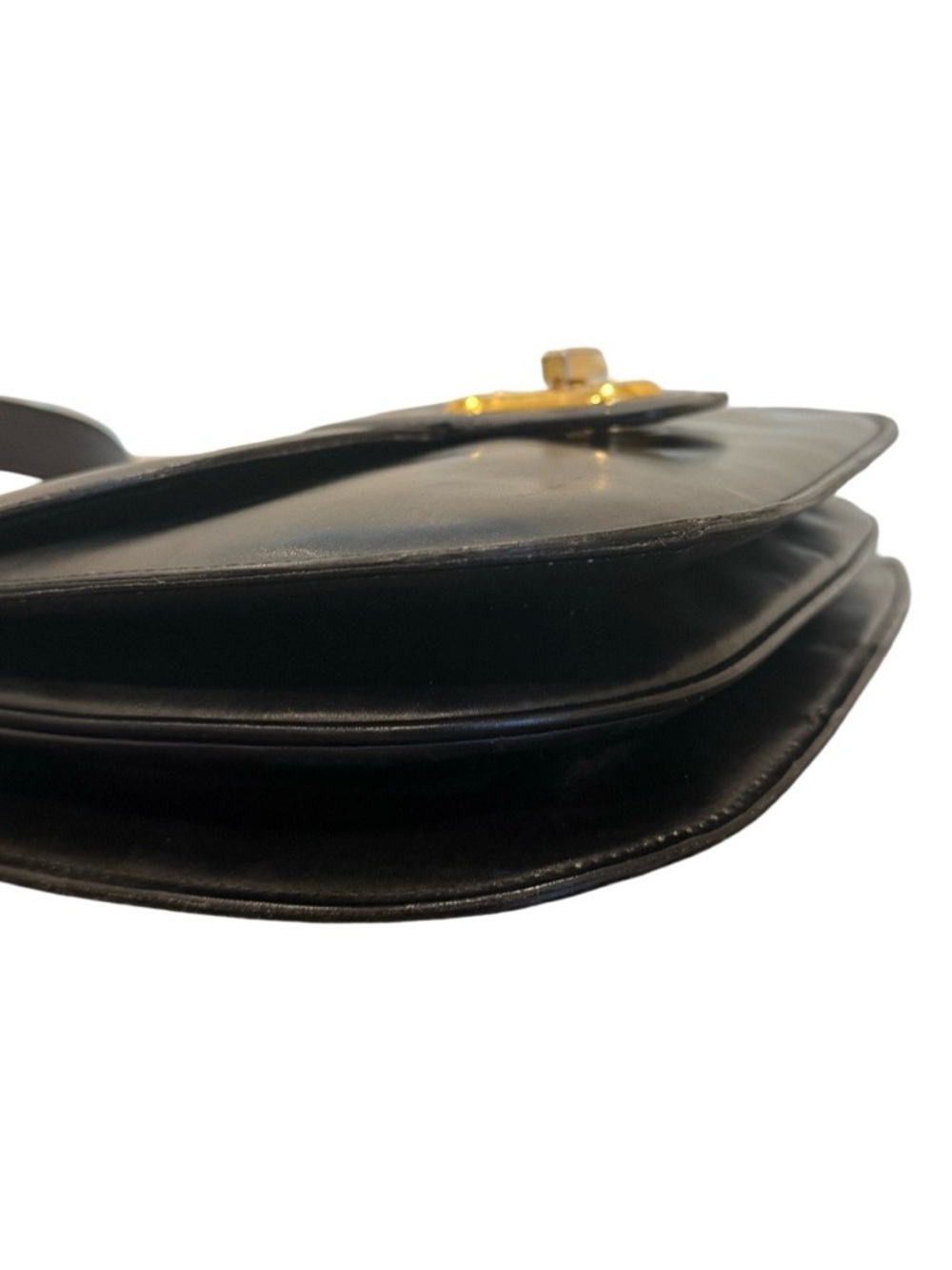 Vintage Gucci Black Leather Shoulder Bag Gold G Clasp Made in Italy Classic - Picture 17 of 17